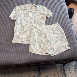 C&C California Men's Swim Trunks in Light Green and White Floral